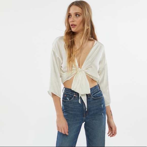 Urban Outfitters Tops - UO Nicole Satin Tie-Front Top
